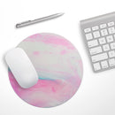 Marbleized Soft Pink// WaterProof Rubber Foam Backed Anti-Slip Mouse Pad for Home Work Office or Gaming Computer Desk
