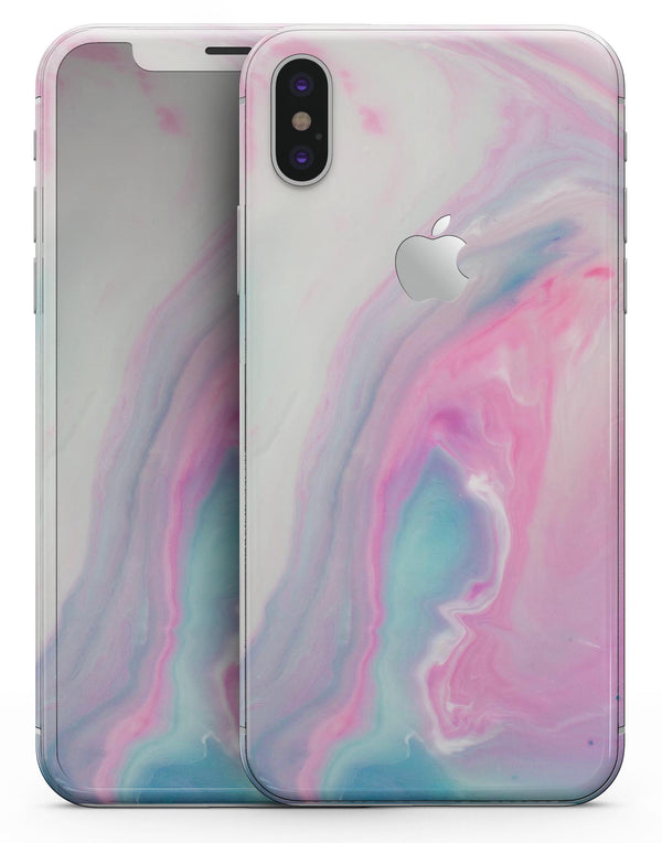Marbleized Soft Pink and Blue Paradise - iPhone X Skin-Kit