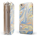 Marbleized Swirling Blue and Gold iPhone 6/6s or 6/6s Plus 2-Piece Hybrid INK-Fuzed Case