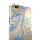 Marbleized Swirling Blue and Gold iPhone 6/6s or 6/6s Plus 2-Piece Hybrid INK-Fuzed Case