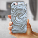 Marbleized Swirling Blue and Gray iPhone 6/6s or 6/6s Plus 2-Piece Hybrid INK-Fuzed Case