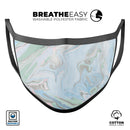 Marbleized Swirling Blue v2 - Made in USA Mouth Cover Unisex Anti-Dust Cotton Blend Reusable & Washable Face Mask with Adjustable Sizing for Adult or Child