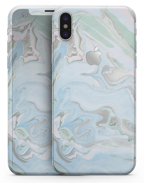 Marbleized Swirling Blue v2 - iPhone X Skin-Kit