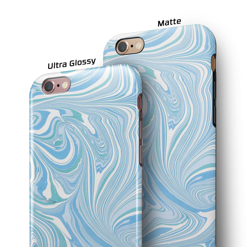 Marbleized Swirling Blues v52 iPhone 6/6s or 6/6s Plus 2-Piece Hybrid INK-Fuzed Case