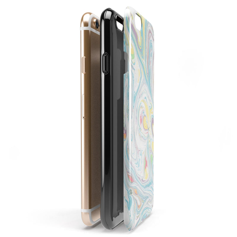 Marbleized Swirling Candy Colors iPhone 6/6s or 6/6s Plus 2-Piece Hybrid INK-Fuzed Case
