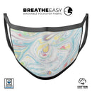 Marbleized Swirling Candy Colors - Made in USA Mouth Cover Unisex Anti-Dust Cotton Blend Reusable & Washable Face Mask with Adjustable Sizing for Adult or Child