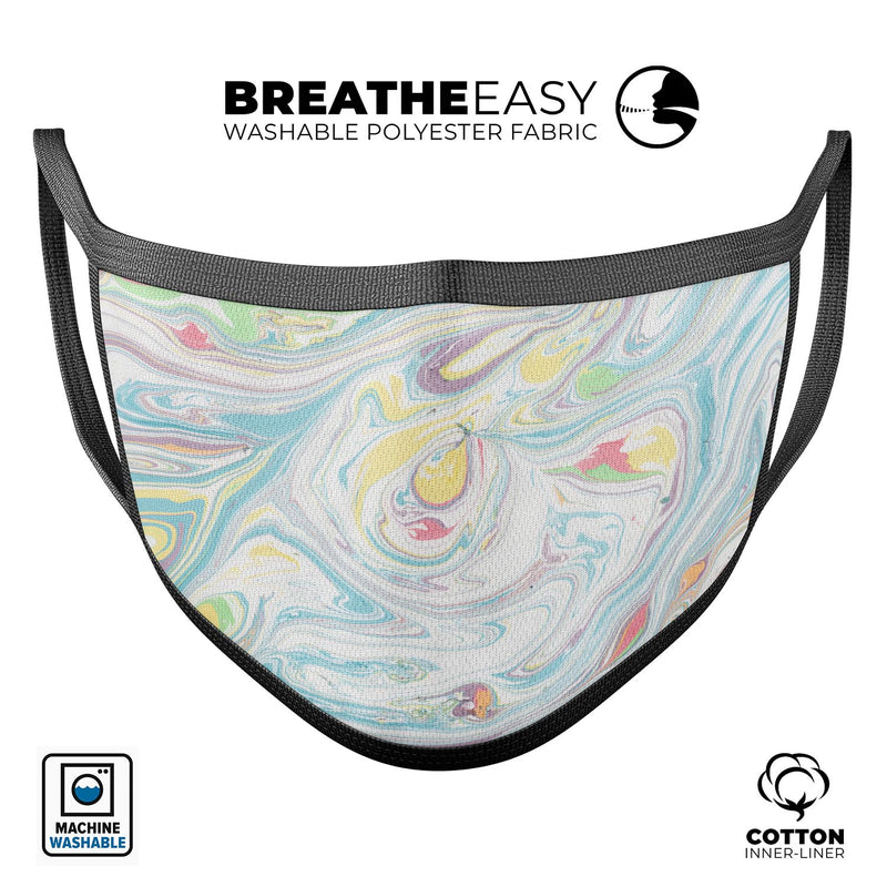 Marbleized Swirling Candy Colors - Made in USA Mouth Cover Unisex Anti-Dust Cotton Blend Reusable & Washable Face Mask with Adjustable Sizing for Adult or Child
