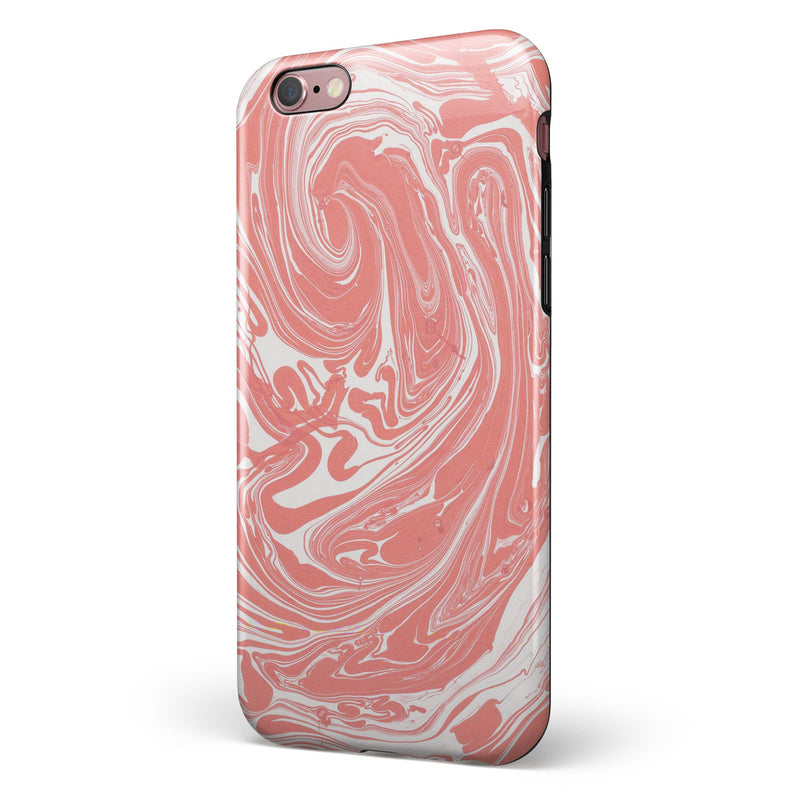 Marbleized Swirling Coral iPhone 6/6s or 6/6s Plus 2-Piece Hybrid INK-Fuzed Case
