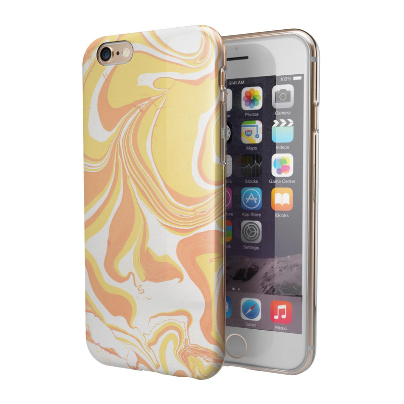 Marbleized Swirling Coral Gold iPhone 6/6s or 6/6s Plus 2-Piece Hybrid INK-Fuzed Case