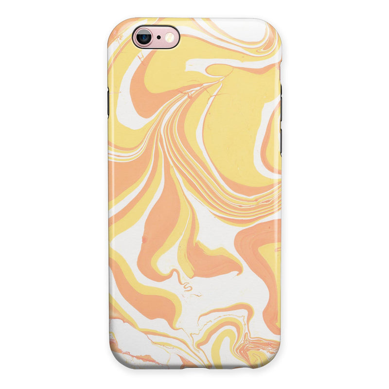 Marbleized Swirling Coral Gold iPhone 6/6s or 6/6s Plus 2-Piece Hybrid INK-Fuzed Case