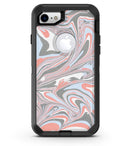 Marbleized Swirling Coral and Gray v92 - iPhone 7 or 8 OtterBox Case & Skin Kits
