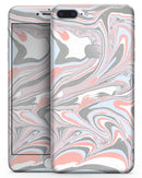 Marbleized Swirling Coral and Gray v92 - Skin-kit for the iPhone 8 or 8 Plus