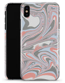 Marbleized Swirling Coral and Gray v92 - iPhone X Clipit Case