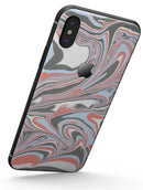 Marbleized Swirling Coral and Gray v92 - iPhone X Skin-Kit