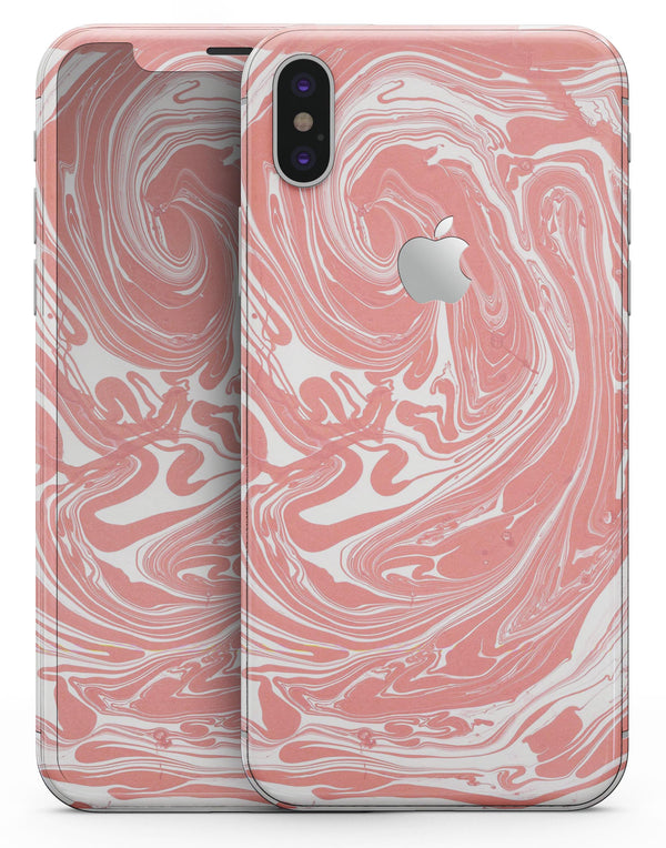 Marbleized Swirling Coral - iPhone X Skin-Kit