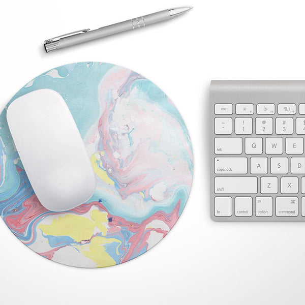 Marbleized Swirling Cotton Candy// WaterProof Rubber Foam Backed Anti-Slip Mouse Pad for Home Work Office or Gaming Computer Desk