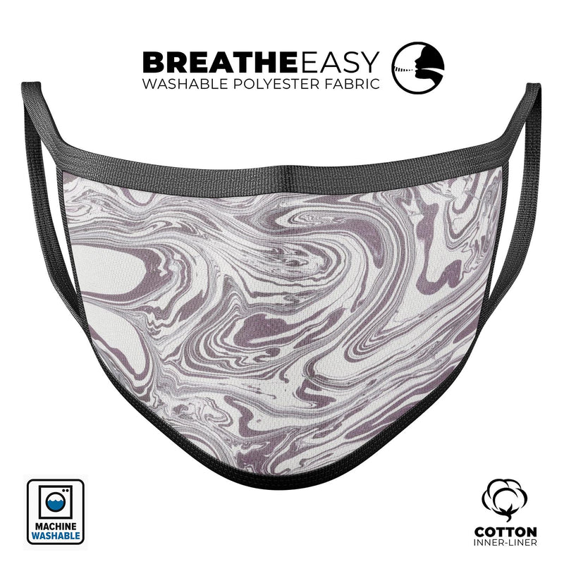 Marbleized Swirling Dark Purple - Made in USA Mouth Cover Unisex Anti-Dust Cotton Blend Reusable & Washable Face Mask with Adjustable Sizing for Adult or Child