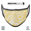 Marbleized Swirling Gold - Made in USA Mouth Cover Unisex Anti-Dust Cotton Blend Reusable & Washable Face Mask with Adjustable Sizing for Adult or Child