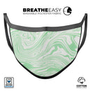 Marbleized Swirling Green - Made in USA Mouth Cover Unisex Anti-Dust Cotton Blend Reusable & Washable Face Mask with Adjustable Sizing for Adult or Child