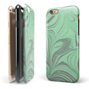 Marbleized Swirling Green and Gray iPhone 6/6s or 6/6s Plus 2-Piece Hybrid INK-Fuzed Case