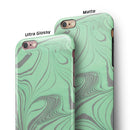 Marbleized Swirling Green and Gray iPhone 6/6s or 6/6s Plus 2-Piece Hybrid INK-Fuzed Case
