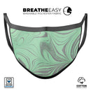 Marbleized Swirling Green and Gray - Made in USA Mouth Cover Unisex Anti-Dust Cotton Blend Reusable & Washable Face Mask with Adjustable Sizing for Adult or Child