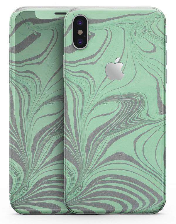 Marbleized Swirling Green and Gray - iPhone X Skin-Kit