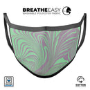 Marbleized Swirling Green and Gray v4 - Made in USA Mouth Cover Unisex Anti-Dust Cotton Blend Reusable & Washable Face Mask with Adjustable Sizing for Adult or Child