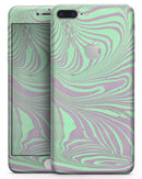 Marbleized Swirling Green and Gray v4 - Skin-kit for the iPhone 8 or 8 Plus