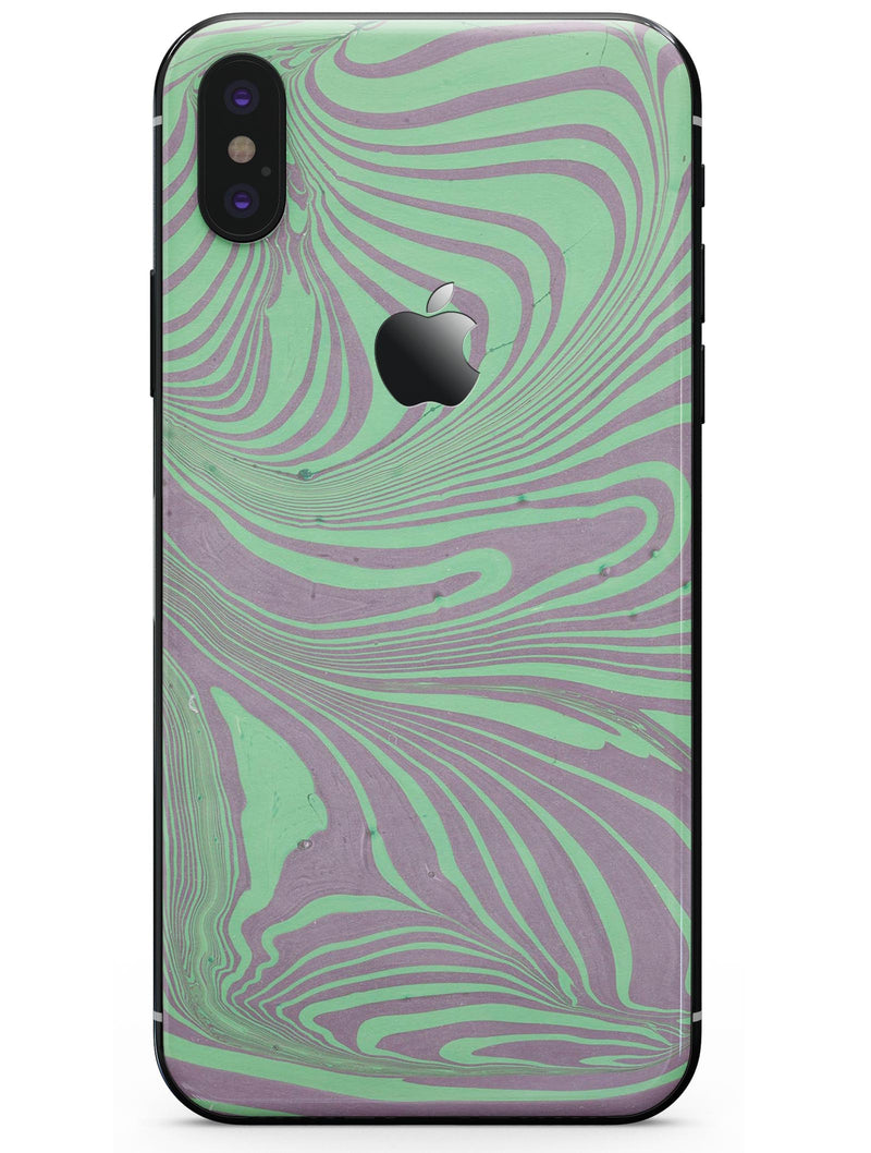 Marbleized Swirling Green and Gray v4 - iPhone X Skin-Kit