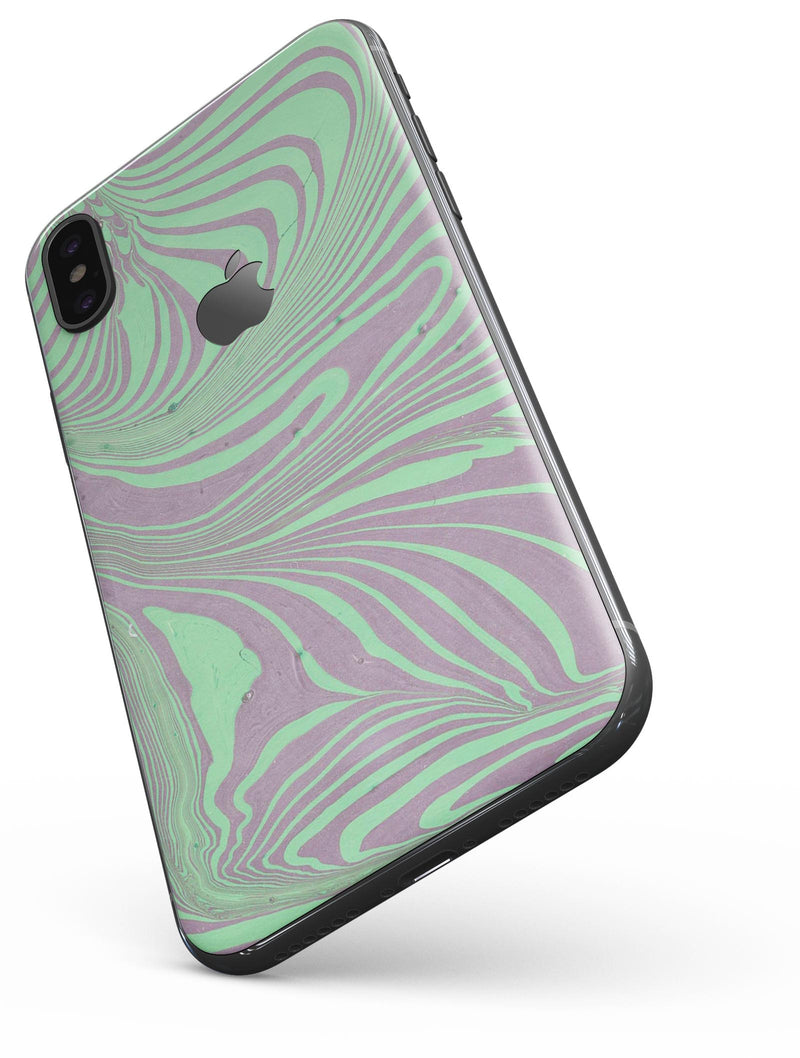 Marbleized Swirling Green and Gray v4 - iPhone X Skin-Kit