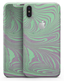Marbleized Swirling Green and Gray v4 - iPhone X Skin-Kit