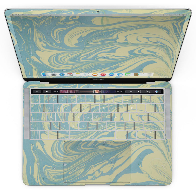 MacBook Pro with Touch Bar Skin Kit - Marbleized_Swirling_Mint_and_Yellow-MacBook_13_Touch_V4.jpg?