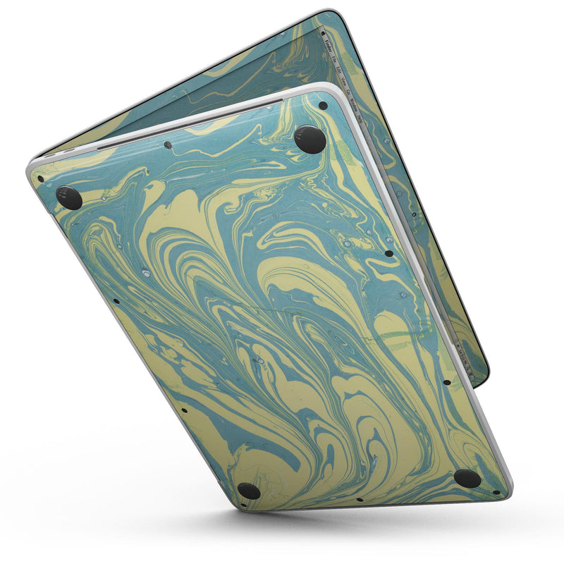 MacBook Pro with Touch Bar Skin Kit - Marbleized_Swirling_Mint_and_Yellow-MacBook_13_Touch_V6.jpg?