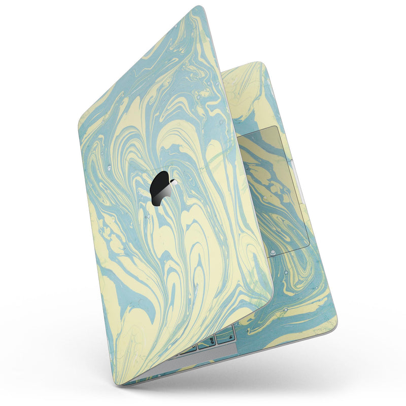 MacBook Pro with Touch Bar Skin Kit - Marbleized_Swirling_Mint_and_Yellow-MacBook_13_Touch_V7.jpg?
