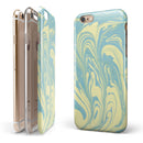 Marbleized Swirling Mint and Yellow iPhone 6/6s or 6/6s Plus 2-Piece Hybrid INK-Fuzed Case