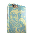Marbleized Swirling Mint and Yellow iPhone 6/6s or 6/6s Plus 2-Piece Hybrid INK-Fuzed Case