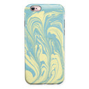 Marbleized Swirling Mint and Yellow iPhone 6/6s or 6/6s Plus 2-Piece Hybrid INK-Fuzed Case