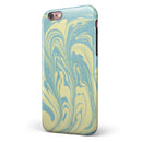 Marbleized Swirling Mint and Yellow iPhone 6/6s or 6/6s Plus 2-Piece Hybrid INK-Fuzed Case