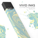 Marbleized Swirling Mint and Yellow - Premium Decal Protective Skin-Wrap Sticker compatible with the Juul Labs vaping device