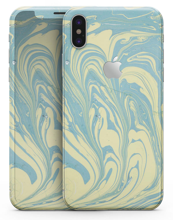 Marbleized Swirling Mint and Yellow - iPhone X Skin-Kit
