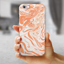 Marbleized Swirling Orange iPhone 6/6s or 6/6s Plus 2-Piece Hybrid INK-Fuzed Case