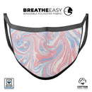 Marbleized Swirling Pink and Blue - Made in USA Mouth Cover Unisex Anti-Dust Cotton Blend Reusable & Washable Face Mask with Adjustable Sizing for Adult or Child