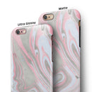 Marbleized Swirling Pink and Gray iPhone 6/6s or 6/6s Plus 2-Piece Hybrid INK-Fuzed Case