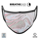 Marbleized Swirling Pink and Gray - Made in USA Mouth Cover Unisex Anti-Dust Cotton Blend Reusable & Washable Face Mask with Adjustable Sizing for Adult or Child
