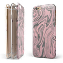 Marbleized Swirling Pink and Gray v3 iPhone 6/6s or 6/6s Plus 2-Piece Hybrid INK-Fuzed Case
