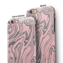 Marbleized Swirling Pink and Gray v3 iPhone 6/6s or 6/6s Plus 2-Piece Hybrid INK-Fuzed Case