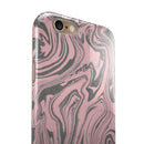 Marbleized Swirling Pink and Gray v3 iPhone 6/6s or 6/6s Plus 2-Piece Hybrid INK-Fuzed Case