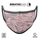Marbleized Swirling Pink and Gray v3 - Made in USA Mouth Cover Unisex Anti-Dust Cotton Blend Reusable & Washable Face Mask with Adjustable Sizing for Adult or Child