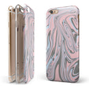 Marbleized Swirling Pink and Gray v4 iPhone 6/6s or 6/6s Plus 2-Piece Hybrid INK-Fuzed Case